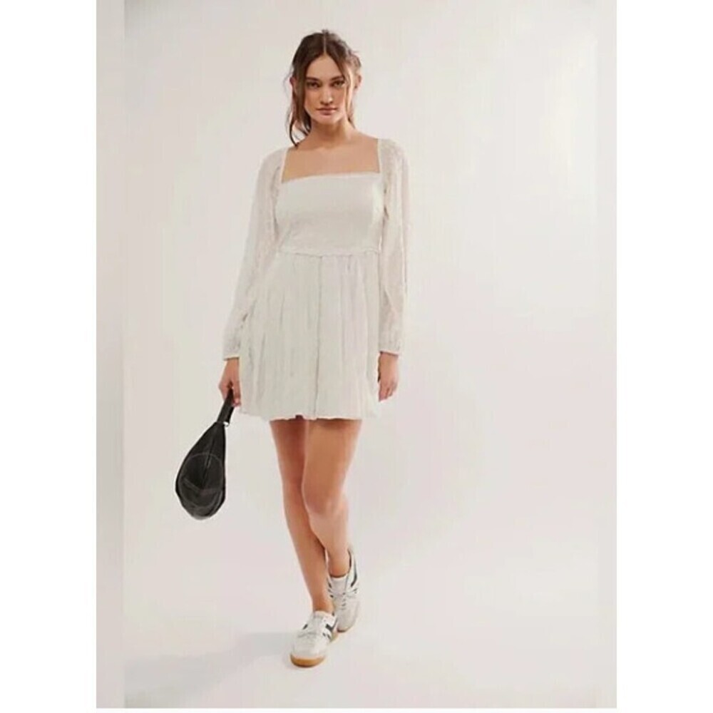 Free People Malina Eyelet Lace Mini Dress Size Small boho cottagecore prairie